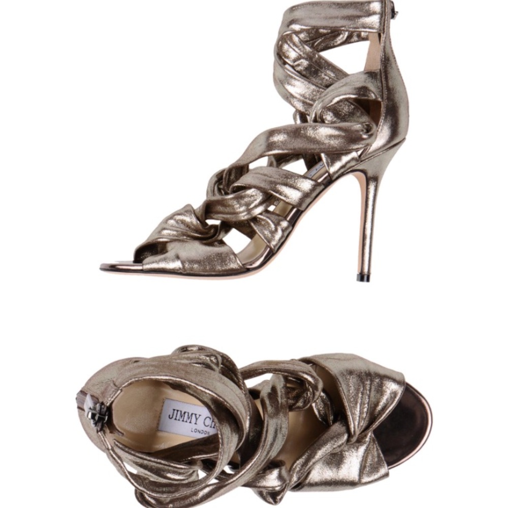 JIMMY CHOO Silver Wrap heels SZ 11